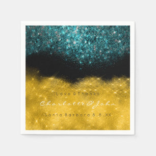 Serviette En Papier Parties scintillant turquoise Turquoise Gold Black