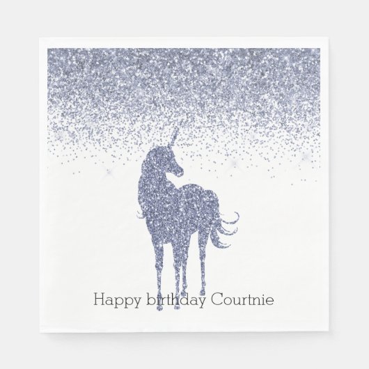 Serviette En Papier Parties scintillant Unicorne violette (Devant)
