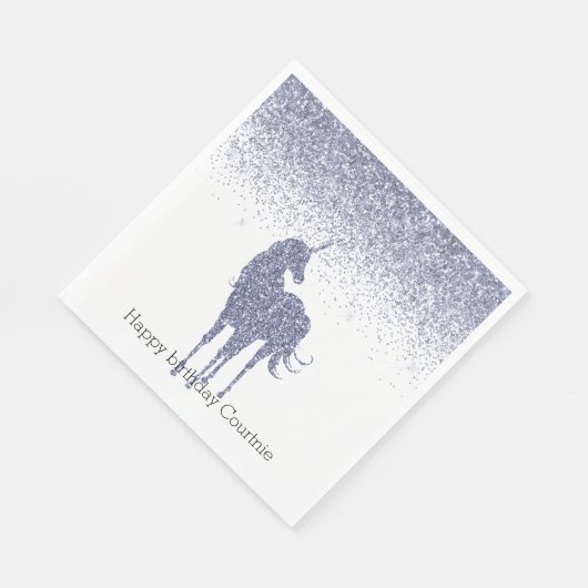 Serviette En Papier Parties scintillant Unicorne violette (Coin)