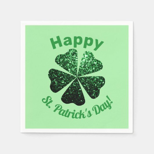 Serviette En Papier Parties scintillant vert foncé pétillant Shamrock  (Devant)