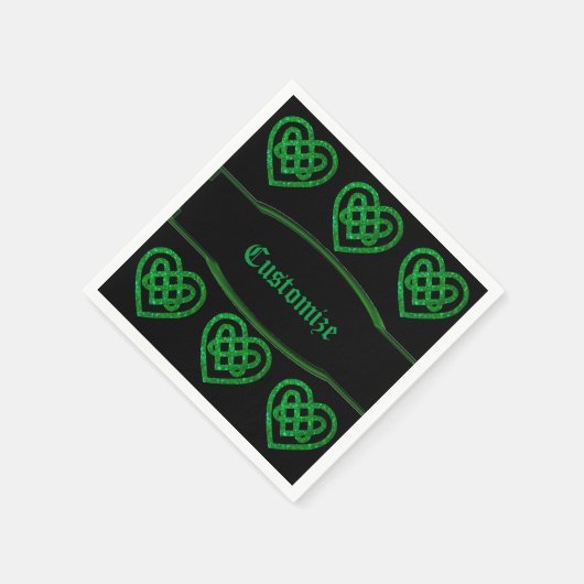 Serviette En Papier Parties scintillant verte Celtic Heart Knot Motif  (Coin)