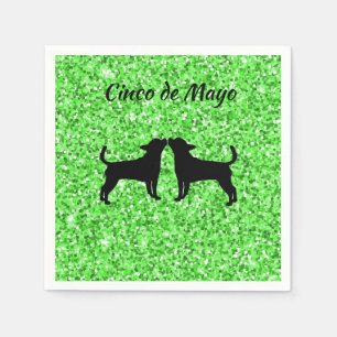 Serviette En Papier Parties scintillant verte Cinco de Mayo