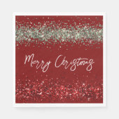 Serviette En Papier Parties scintillant verte de Monnaie Rouge Étincel (Devant)