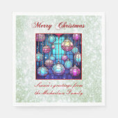 Serviette En Papier Parties scintillant verte de Noël Bauble en verre (Devant)