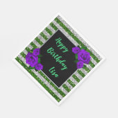 Serviette En Papier Parties scintillant verte en argent rayures violet (Coin)