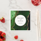 Serviette En Papier Parties scintillant verte en marbre Mariage (En situation)