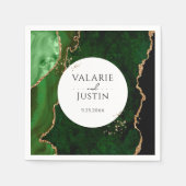 Serviette En Papier Parties scintillant verte en marbre Mariage (Devant)