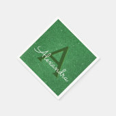 Serviette En Papier Parties scintillant verte et étincelle Monogramme  (Coin)