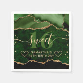 Serviette En Papier Parties scintillant verte et or Agate Marbre doux  (Devant)