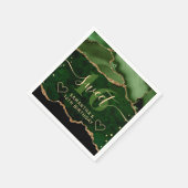 Serviette En Papier Parties scintillant verte et or Agate Marbre doux  (Coin)