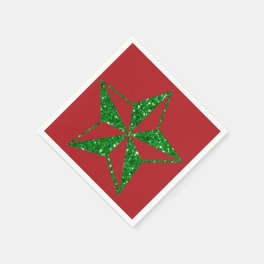 Serviette En Papier Parties scintillant verte Étoile de Noël (Coin)