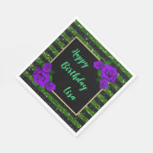 Serviette En Papier Parties scintillant verte noire rayures violet Ros (Coin)