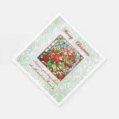 Serviette En Papier Parties scintillant verte Vitrail Fleurs de Noël r (Coin)