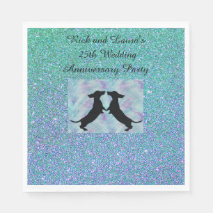 Serviette En Papier Parties scintillant violet Aqua Ombre Dachshund Pa