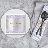Serviette En Papier Parties scintillant violet argenté élégant mariage