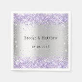 Serviette En Papier Parties scintillant violet argenté élégant mariage (Devant)