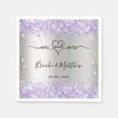 Serviette En Papier Parties scintillant violet argenté m. mrs mariage  (Devant)