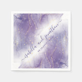 Serviette En Papier Parties scintillant violet et or Aquarelle Mariage (Devant)