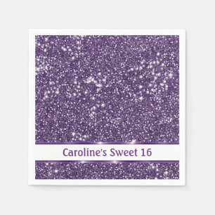 Serviette En Papier Parties scintillant violet Faux, texture Look avec