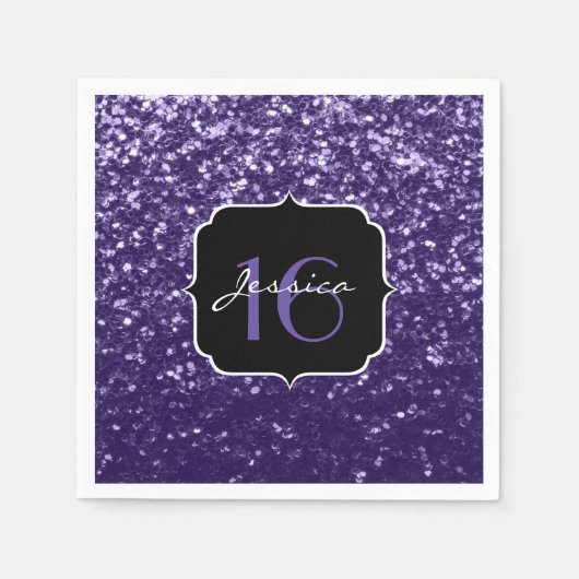 Serviette En Papier Parties scintillant violet foncé Ultra violet écla (Devant)