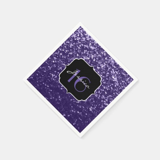 Serviette En Papier Parties scintillant violet foncé Ultra violet écla (Coin)