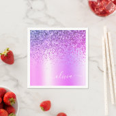 Serviette En Papier Parties scintillant violet Monogramme Nom Luxury G (En situation)
