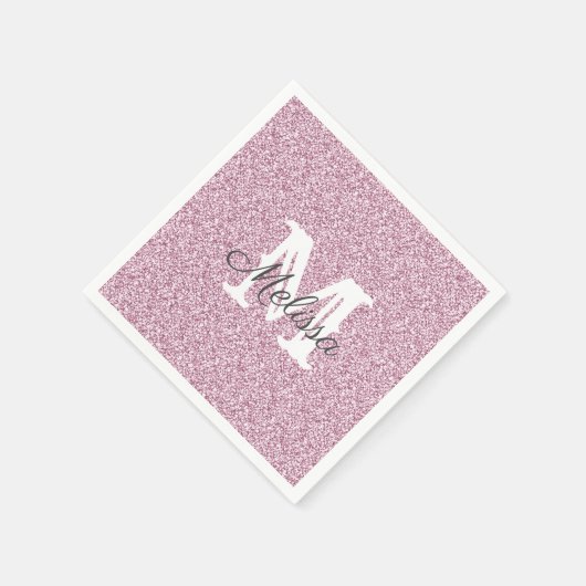 Serviette En Papier Parties scintillant violette et étincelle Monogram (Coin)