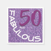 Serviette En Papier Parties scintillant violette Fabuleuse 50e anniver (Devant)