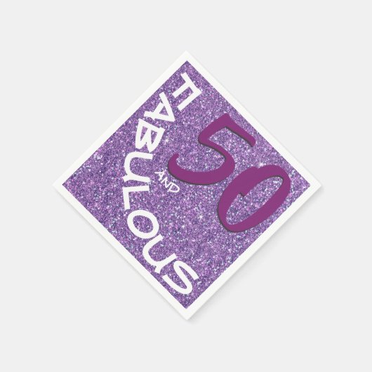 Serviette En Papier Parties scintillant violette Fabuleuse 50e anniver (Coin)