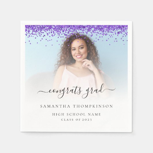 Serviette En Papier Parties scintillant violette Photo 2024 Félicitati (Devant)