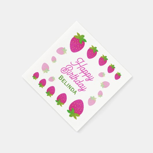 Serviette En Papier Parties scintillant Y2K Fraise Berry Anniversaire (Coin)