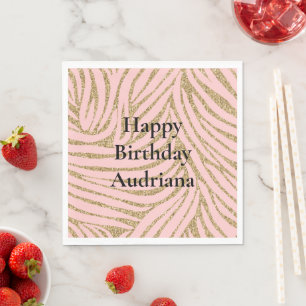 Serviette En Papier Parties scintillant Zebra Gold Rose
