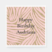 Serviette En Papier Parties scintillant Zebra Gold Rose (Devant)