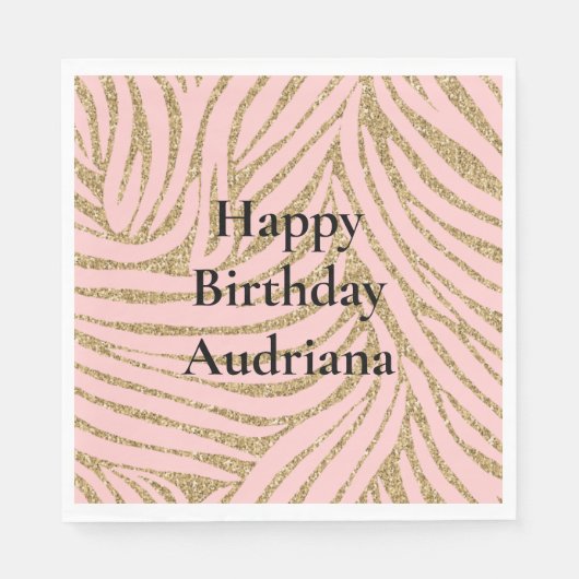 Serviette En Papier Parties scintillant Zebra Gold Rose (Devant)