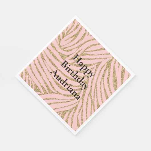 Serviette En Papier Parties scintillant Zebra Gold Rose (Coin)