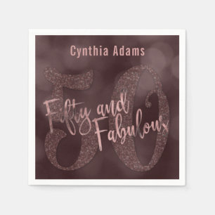 Serviette En Papier Parties scintillantes roses d'or et Bokeh 50 et
