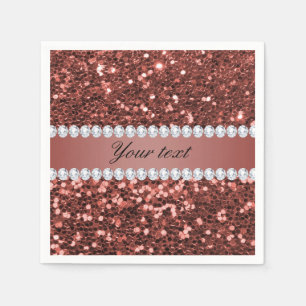 Serviette En Papier Parties scintillantes roses et diamants de Faux