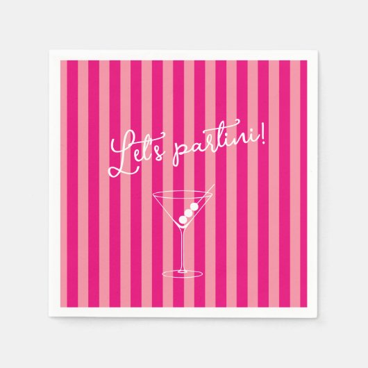 Serviette En Papier Partini Bold Hot Pink Bachelorette Party (Devant)