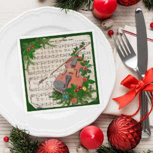Serviette En Papier Partition de Noël Vintage Musique avec Violon Fest