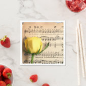Serviette En Papier Partition Rose jaune (En situation)