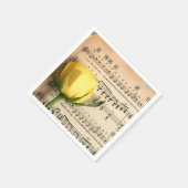 Serviette En Papier Partition Rose jaune (Coin)