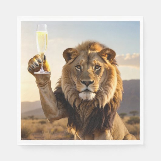 Serviette En Papier Party Congrats Lion (Devant)