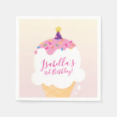 Serviette En Papier PARTY moderne mignon rétro crème glaces cône rose (Devant)