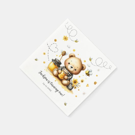 Serviette En Papier Partybee Bear Bee Honey Anniversaire Papier Napkin (Coin)