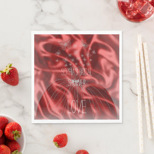 Serviette En Papier Passion Rouge Faux Satin Fête des mariées Papillon