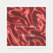 Serviette En Papier Passion Rouge Romantique Faux Satin Mariage (Devant)