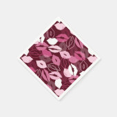 Serviette En Papier Passionné Rouge rose lèvres embrasser Motif (Coin)