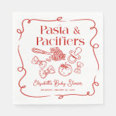 Serviette En Papier Pasta & Pacifiers Hand Drawn Italian Baby Shower (Devant)