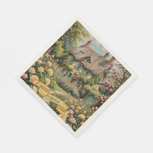 Serviette En Papier Pastel Anglais gîte dans la campagne (Coin)