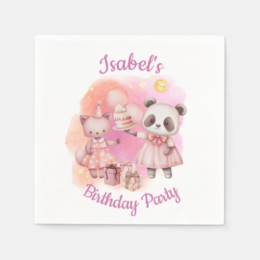 Serviette En Papier Pastel Animal Birthday Party Napkins (Devant)